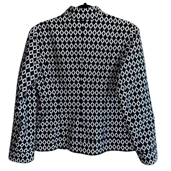 Chicos Jacket Womens Size 1 (US M/8) Black White Print Lined Full Zip Pockets - Picture 4 of 14